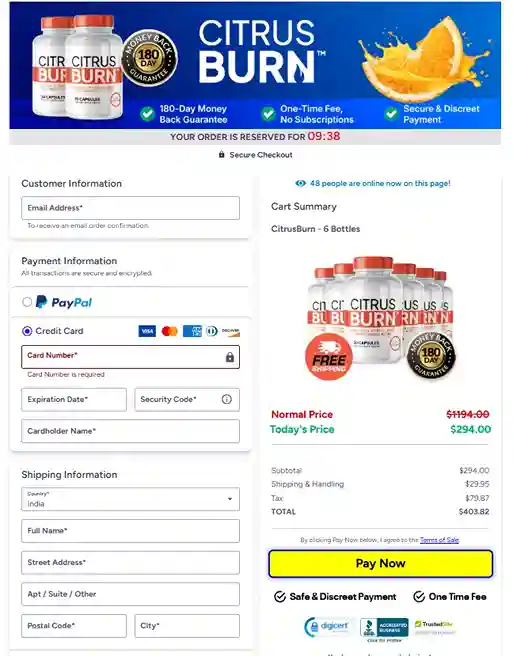 CitrusBurn Order Page